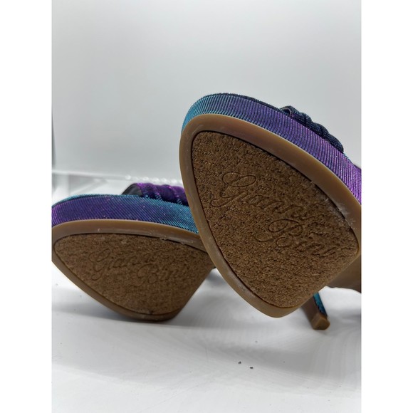 9 M Gianni Bini purple Glitter Strap Sandal 4” High Heel Open Toe Platform Sling - Picture 4 of 7